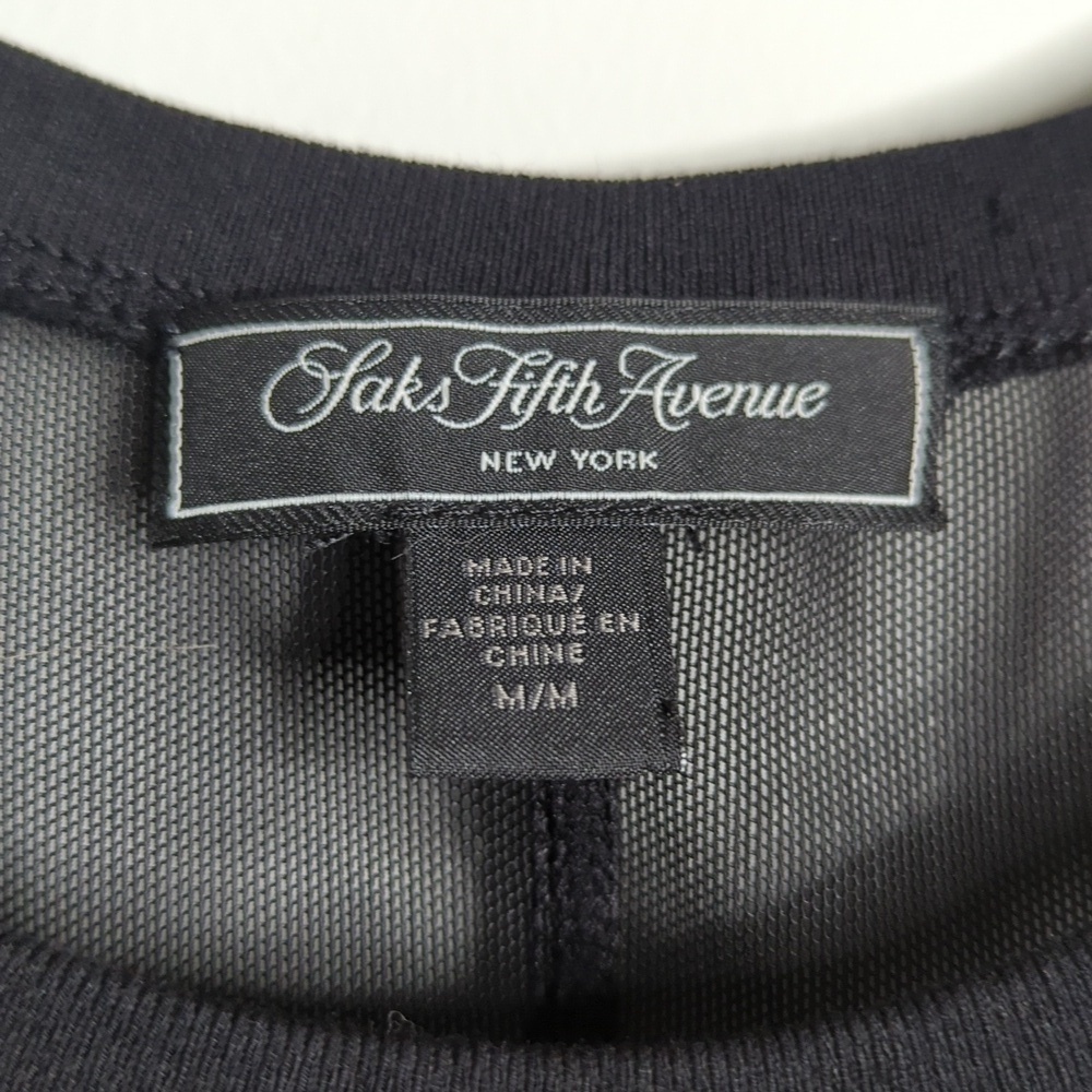 Saks 5th Ave New York Black Label Women's M Sleeveless Black Sheer Tank Top - Picture 8 of 9